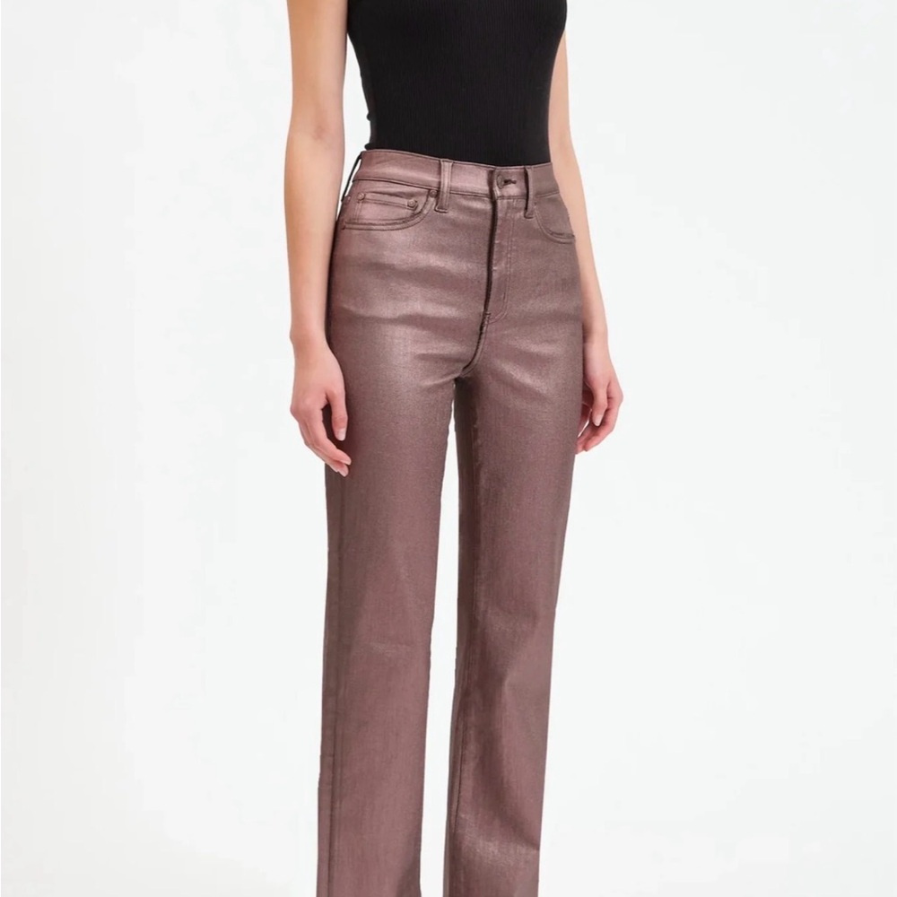 NWT DAZE DENIM Metallic High-Rise Straight Jeans